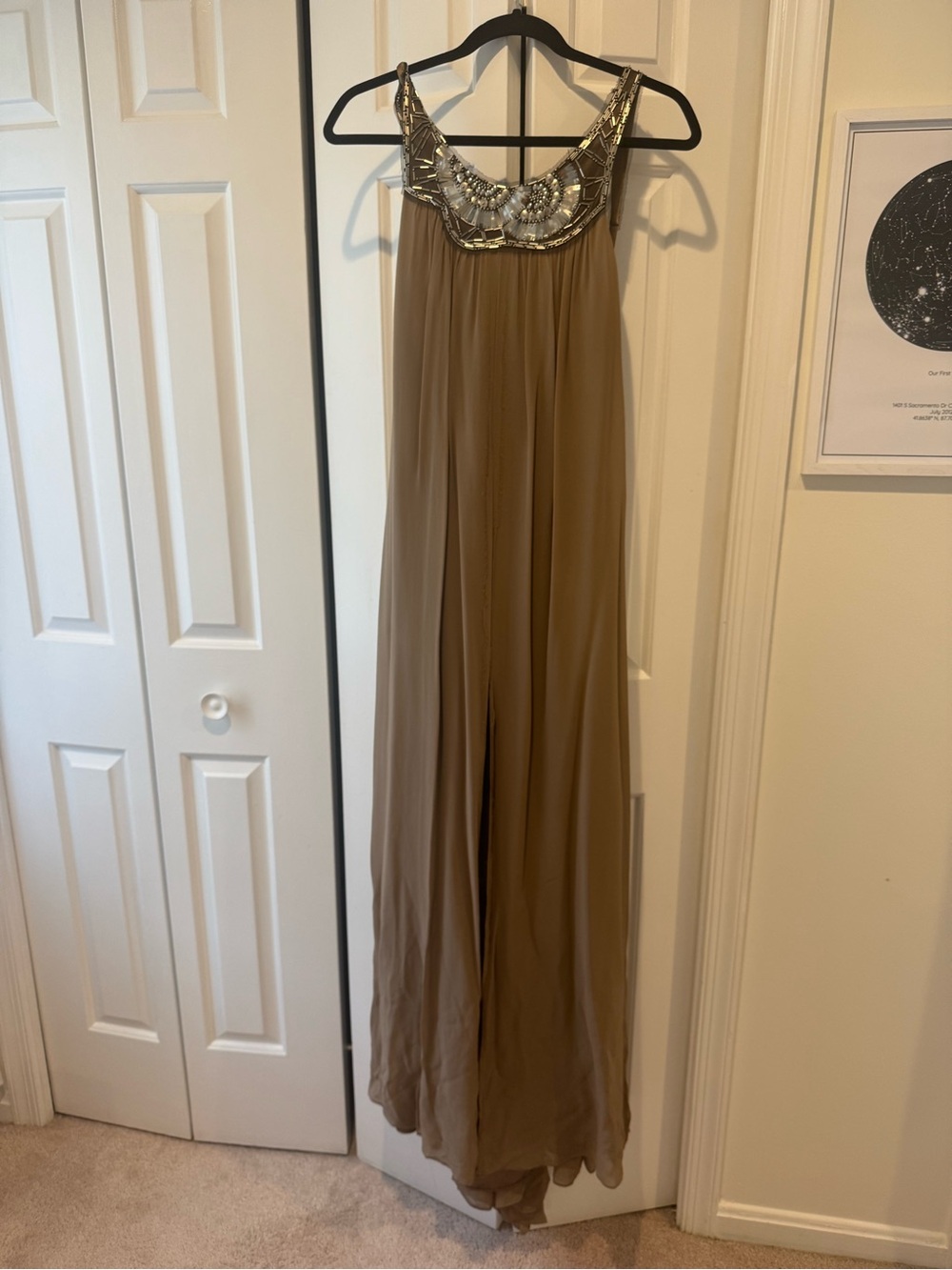 BCBGMAXAZRIA 100% Silk Embellished Beaded Maxi Gown Size 2